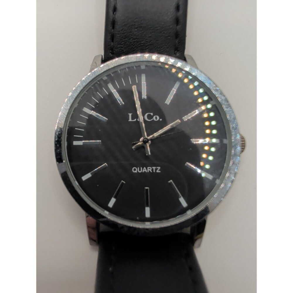 40mm Quartz L & Co Minimalist Watch New Battery Steel Black Dial Tested